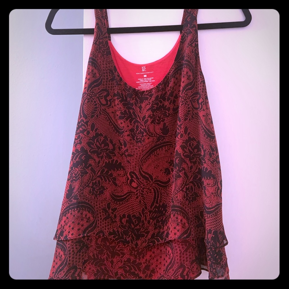 Red and black swirl dress tank top